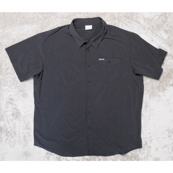 Columbia Dark Gray Causal Button Down Short Sleeve Shirt Mens Size XXL - Picture 1 of 15